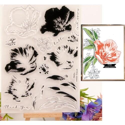 Sketch Flowers Petal Transparent Clear Stamp Metal Cutting Dies Stencil Scrapbooking DIY Album Paper Card Embossing Decor Crafts