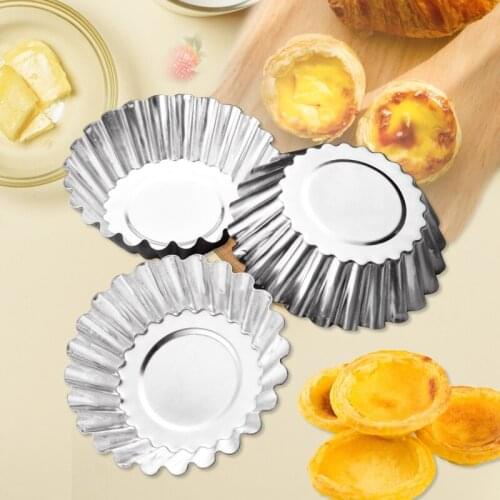 5Pcs/10pcs Aluminum Alloy Egg Tart Molds Cupcake Cake Muffin Baking Cups Tartlets Pans Pastry Tools