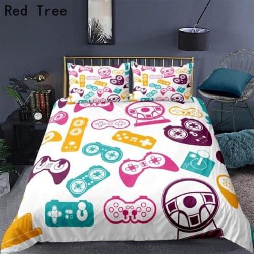 Hot 3D Cartoon Gamepad Bedding Set Queen King Size Duvet Cover Microfiber Comforter Cover 2/3pcs Home Textile Kid Boy Bedclothes
