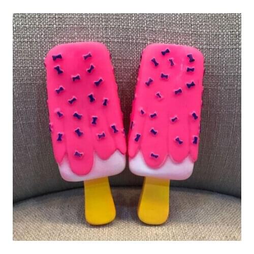 Pet Dog Toy Chew Squeaky Rubber Pink Popsicle Shaped Toys for Cat Puppy Baby Dogs Ice Cream Bite Molar Toy Funny Interactive