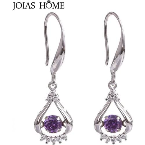 JoiasHome 925 Sterling Silver Earrings Korean Water Drop Shaped Amethyst Smart Earrings Female Classicparty Gift Wholesale