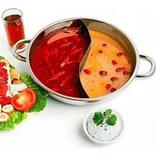Stainless Steel Chinese Fondue Pot Restaurant Soup Bowl Cooking Tools Round Mandarin Duck Chafing Dish Chinese Sichuan Hot Pot