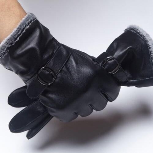 Leather Gloves Men Winter Warm Coral Fleece Genuine Leather Driving Gloves Women Sheepskin Touchscreen Glove Sluva Motociclista