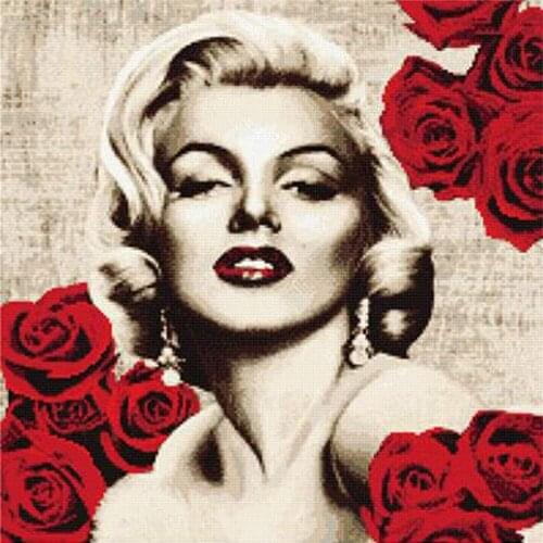 Marilyn Monroe DIY 11CT Embroidery Cross Stitch Kits Craft Needlework Set Printed Canvas Cotton Thread Home Decoration Room