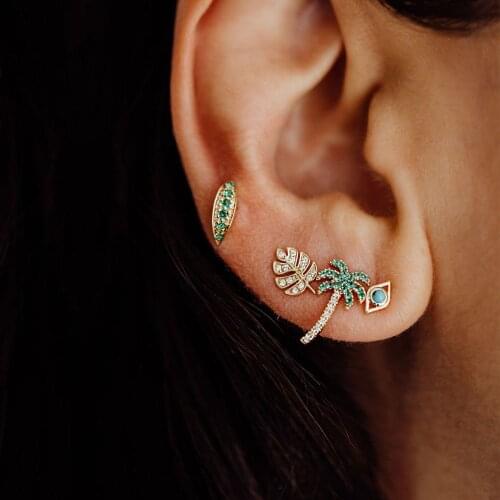 Cute lovely tiny stud 2019 summer fashion rainbow colorful cz paved girl women earring small minimal jewelry earring