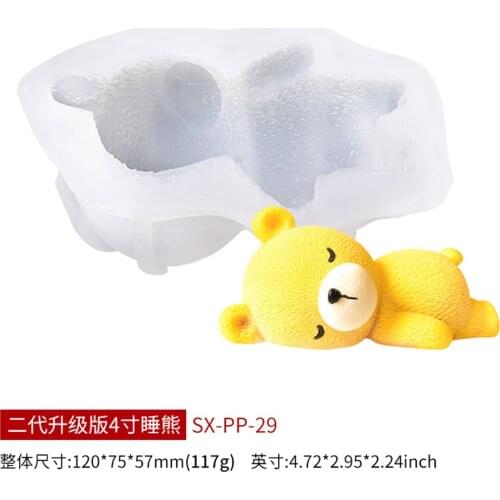 Cute 3D Sleeping Bear Shaped Silicone Fondant Cake Decorating Mold Epoxy Resin Chocolates Molds Baking Tools Kitchen Accessories
