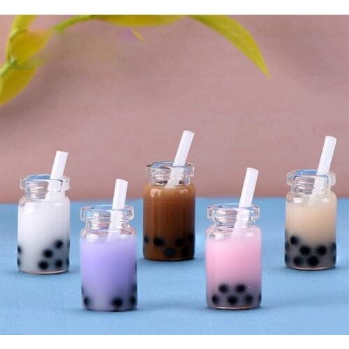 2pcs Mini Water Cup Simulation Cup Drink Pearl Milk Tea Milkshake DollHouse Kitchen Kids Toy s Dollhouse Miniature Accessories