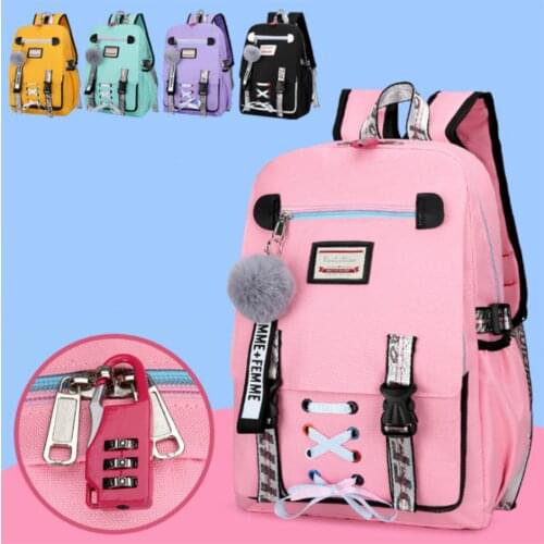 Fashion Male Anti-Theft Feminina Backpacks Bag for TeensGirls Kids Bookbag Elementary Middle School Womens College