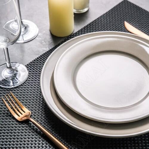 European Ceramic Plate Set Restaurant Serving Tray Simplicity Decorative Fruit Salad Plates Afternoon Dining Table Tea Cake Dish