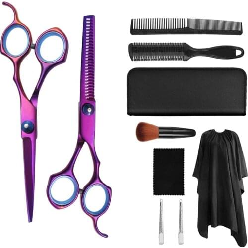 5.5 Inch Purple Japan Stainless Steel Wholesale Unique For Hairdressing Fashionable Hair Cutting Thinning Scissors Set