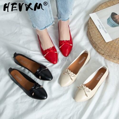 2022 New Women Shoes Woman Loafers Soft Sole Leather Casual Flats Slip On Shallow Bow Knot Boat Shoes Plus Size Mocassin Femme