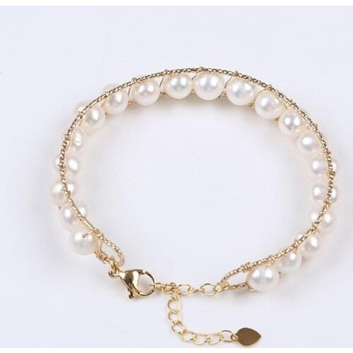 Latest Natural Freshwater Pearl Charm Bracelet Bangle For Girls And Women