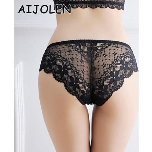 AIJOLEN Solid Color Sexy Lace Panties Hollow Buttocks Slim Womens Underwear Bow knot Soft Light Underpants Briefs for Women
