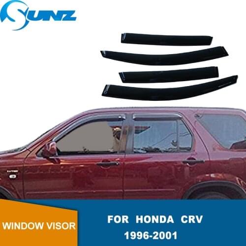 Side Window Deflectors For Honda CRV CR-V 1996 1997 1998 1999 2000 2001 Acrylic Black Window Visor Sun Rain Deflector Guard SUNZ