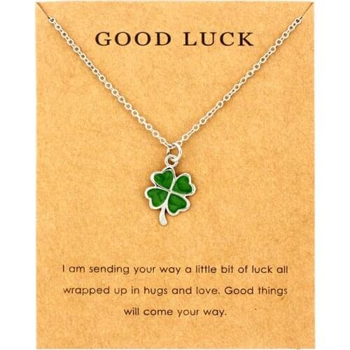 Lucky Four-leaf Clover Fortune Shamrock Pendants Necklaces Waves Sea Turtle Women Jewelry Lovers Christmas Gift