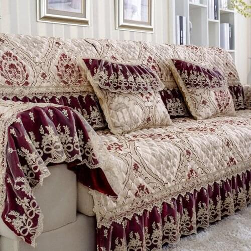 Lace Luxurious Sofa Cover Jacquard Sofa Cushion Exquisite Vertical Antiskid Grain Combination Sofa Towel Covers for Living Room