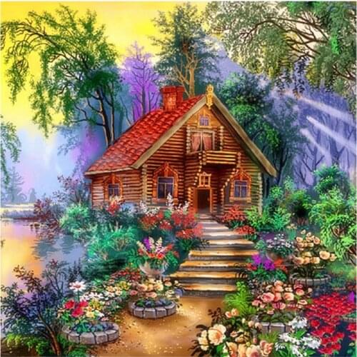 Rural Scenery Diamond Painting Garden House Round Full Drill Scenic Nouveaute DIY Mosaic Embroidery 5D Cross Stitch Home Decor