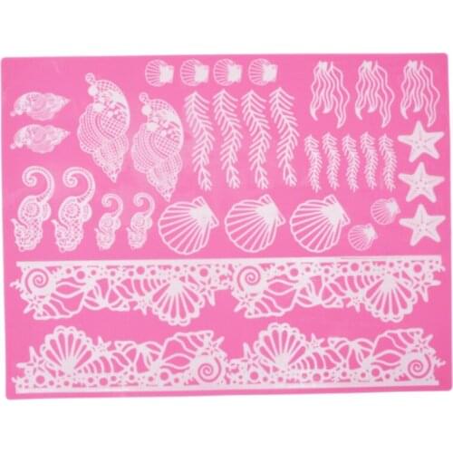 Seaweed & Conch & Shell Silicone Mold Lace Mat Fondant Mould Cake Decorating Tool Chocolate, Gumpastes Mold, Sugarcraft