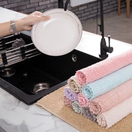 Super Absorbent Towels Soft Microfiber Cleaning Cloths Non-stick Oil Dish Cloth Rags For Kitchen ThickenHousehold Dish Towel