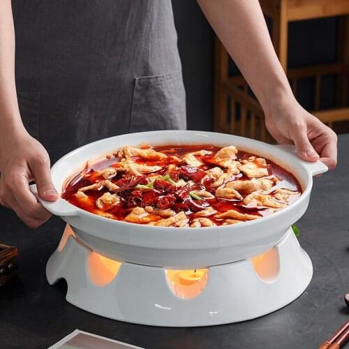 Candle heated sauerkraut fish large bowl super large boiled fish double ear large soup bowl household large bowl ceramic soup bo