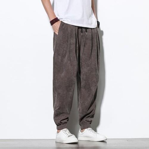 Spring Cotton Linen Pants Men Elastic Waist Casual Harem Pant Loose Sweatpants Traditional Chinese Trousers pantalons homme