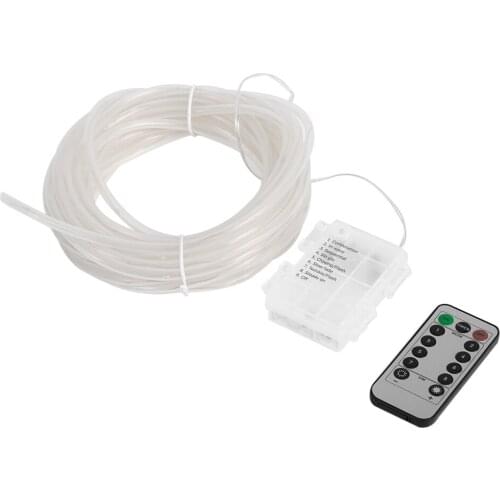 Remote Control 10M 100 LED Light Waterproof Transparent Tube Outdoor Lamps LED String Light Copper Wire with 8 Modes Battery Box