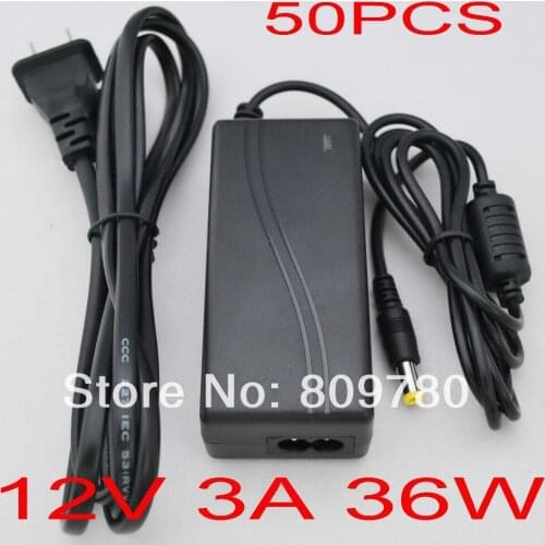 High quality 50PCS 12V 3A 36W Led Power Adapter UK,US,EU,AU plug for LED Light or LCD Monitor DC plug 5.5mmx2.1mm-2.5mm