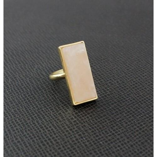 Rose Pink Quartz Crystal Natural Stone Rings Fashion Inner Dia 1.7cm Gold Color Brincos Pendientes Jewelry for Women