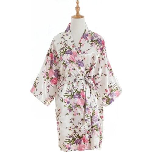 Woman Smooth Bathing Robe Gown Lady Sexy Costumes Japanese Kimono Yukata Dress With Belt Satin Silk Cardigan Pajamas Sleepwear