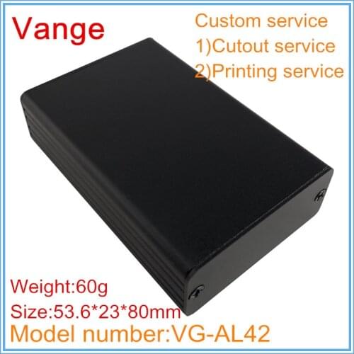 1pcs/lot metal extruded cases black color junction box 6063-T5 aluminum enclosure box 53.6*23*80mm for PCB device