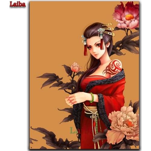 5D Diamond Painting Japanese woman Diamond Embroidery Cross Stitch Rhinestone Mosaic puzzle Rhinestone DIY Needlework Home Decor