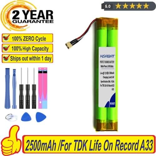 Top Brand 100% New 2500mAh Battery for TDK Life On Record A33 Batteries + free tools