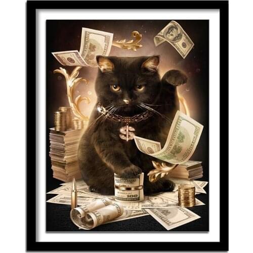 Diamant painting Diamond Embroidery Cat With Cash Pattern DIY 5D Diamond Painting Needlework Cross Stitch Full Drill