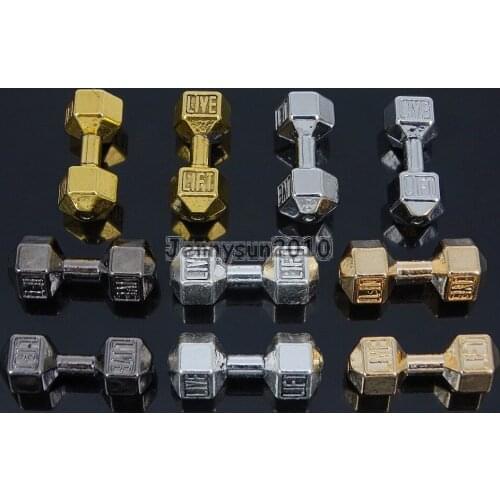 Solid Metal Dumbbell 10x25mm Bracelet Necklace Connector Charm Beads Silver Gold Light Rose Gold Gunmetal 50Pcs/Pack