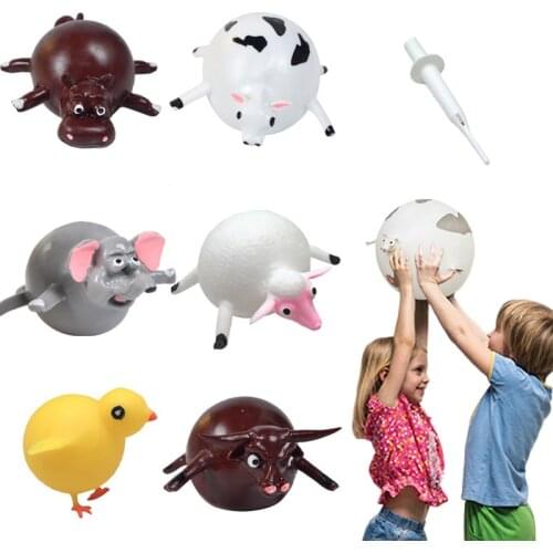 Kids Blowing Animal Toy Vent Smash Boys Inflatable Dinosaur Animal Unicorn Ball Kids Squeeze Novelty Party Toys for Children