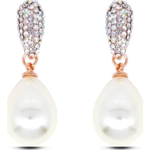 E043 Water Drop Pearl Earrings Women Gold And Silver Color Drop Earrings 2017 Latest Designs Dangle Earrings Birthday Gif