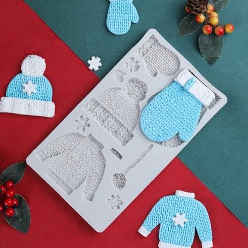 Knitting Sweater Mold Christmas Wool Gloves Fondant Cake Decorating Tool Chocolate Baking Mould Sugarcraft Resin Bakeware