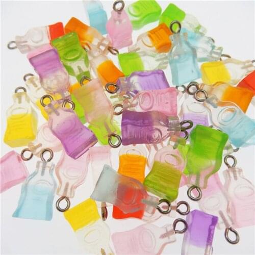 Julie Wang 20PCS Resin Drink Bottle Charms Random Mixed Two-color Artificial Bottle Pendants Jewelry Making Accessory