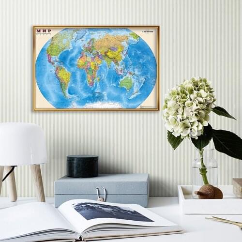 A2 The World Political Map Retro Wall Art Poster Canvas Painting Living Room Home Decoration School Supplies In Russian
