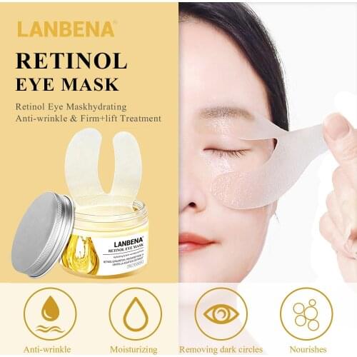 LANBENA Retinol Eye Mask Eye Patch Reduces Dark Circles Ageless Anti-Puffiness Lifting Firming Eye Serum Cream Skin Care 50PCS