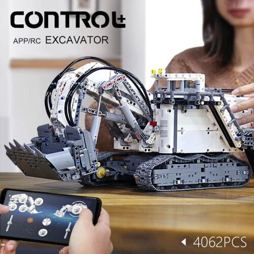 Mould King 13130 Electric APP Remote Control Truck R9800 Terex RH400 Mining Excavator Model Building Blocks Bricks Kid Toys Gift