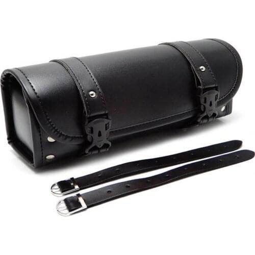 Motorcycle Bag Rear Seat Bags PU Roll PU Leather Motorbike Biker Backpack Black Waterproof Tool Storage