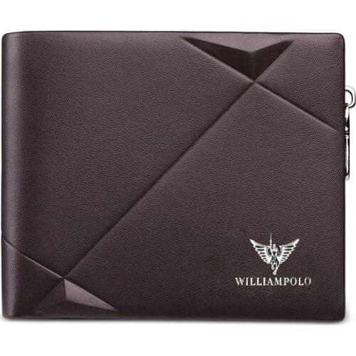 Williampolo Mens Slim Wallet Genuine Leather Mini Purse Casual Design Bifold Wallet Brand Short Slim Wallet