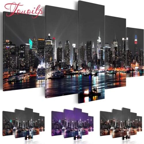 TOUOILP Full Square/Round Drill DIY 5pcs Diamond Painting"New York City View"Embroidery Cross Stitch 5D Home Decor Gift