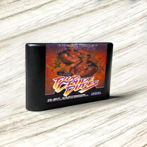 Two Crude Dudes - EUR Label Flashkit MD Electroless Gold PCB Card for Sega Genesis Megadrive Video Game Console