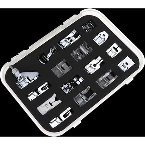 New 16Pcs Domestic Sewing Machine Accessories Presser Foot Feet Kit Set Hem Foot Spare Parts With Box For Brother Singer Janome