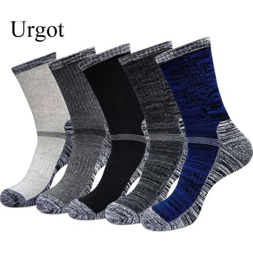 Urgot 5 Pairs Autumn Winter Mens Socks Sports Semi-Pulled Terry Large Size Medium High Tube Thickening Male Men Socks Meias