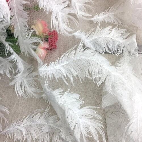50cm*150cm New Atmospheric Feather Embroidered Lace Fabric Wedding Dress Decorative Lace Fabric