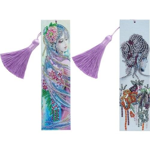 Special Shaped Diamond Painting Bookmark Chinese Classical Beauty Diamond Embroidery Tassel Gifts for Lady Mark for Books