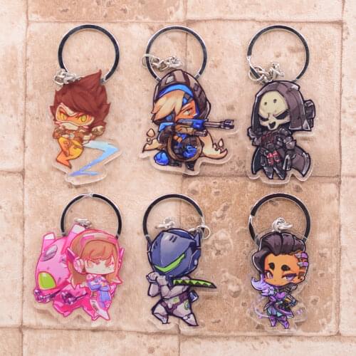 Overwatch Keychain Clear Acrylic Key Chain Pendant Anime Accessories Cartoon Key Ring